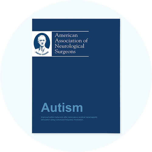 Blue book cover featuring a researcher and the text "autism"