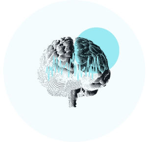 Illustration of zigzag electromagnetic waves passing through a brain